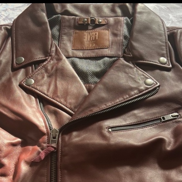 Frye women’s LEATHER  BIKER JACKET - Picture 5 of 11